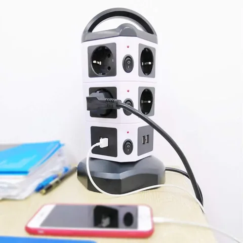 Удлинитель TESSAN с 6 розетками и 4 портами USB