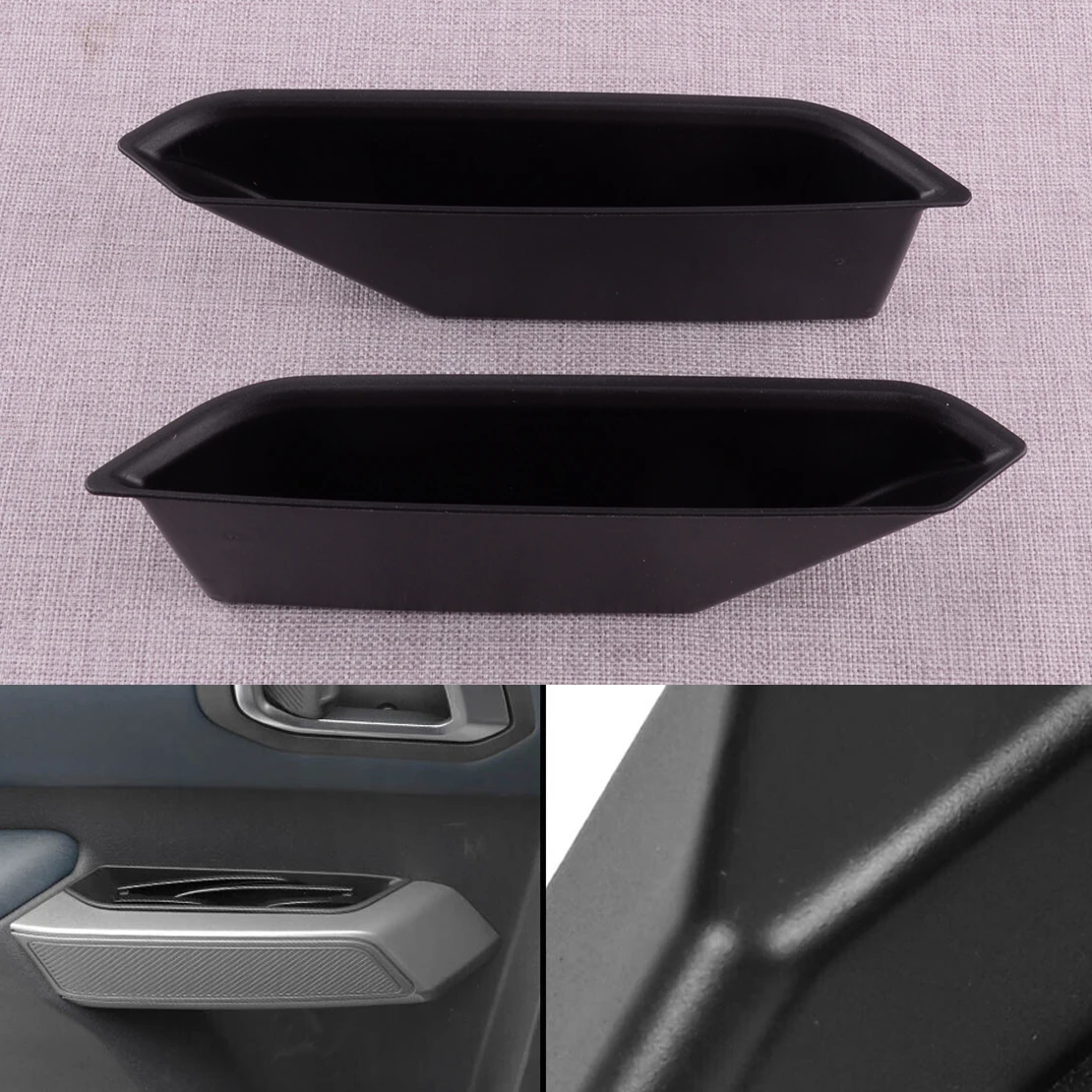 

2Pcs Car Interior Front Door Side Armrest Storage Box Fit for Ford Bronco 2 Door 2021 2022 Black Plastic