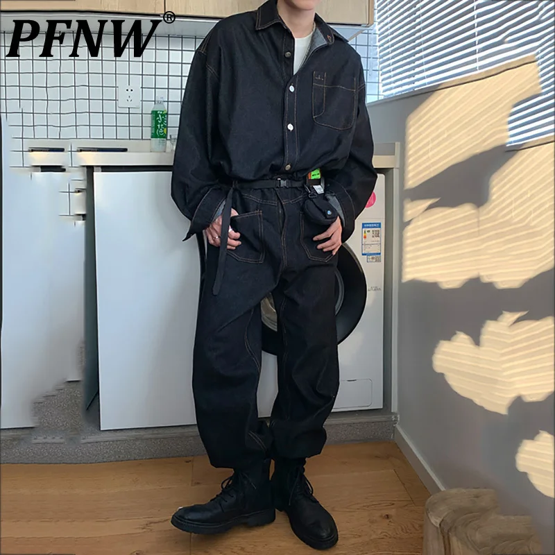 

PFNW Spring Summer New Men's American Street Overalls Playsuit Baggy Hip Hop Vintage Handsome Casual Niche Trend Jeans 28A2315