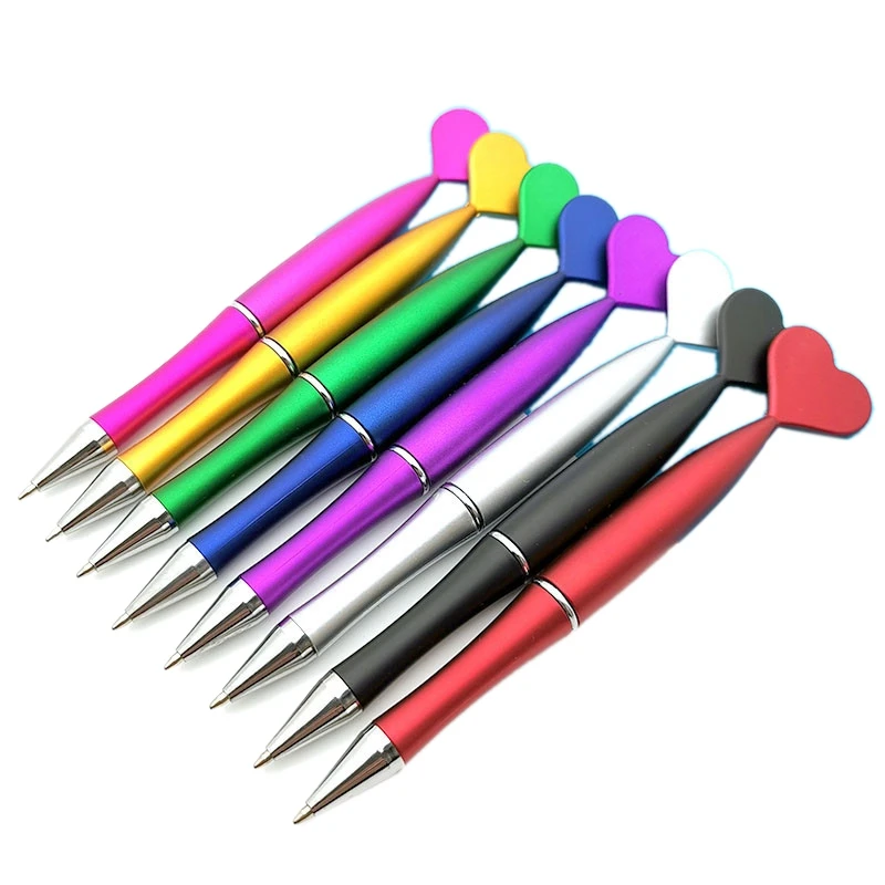 

48 Pcs Valentine's Day Heart Ballpoint Pens Spin Heart Office Pens Black Gel Ink Rollerball Kids Pens Party Favor Pens