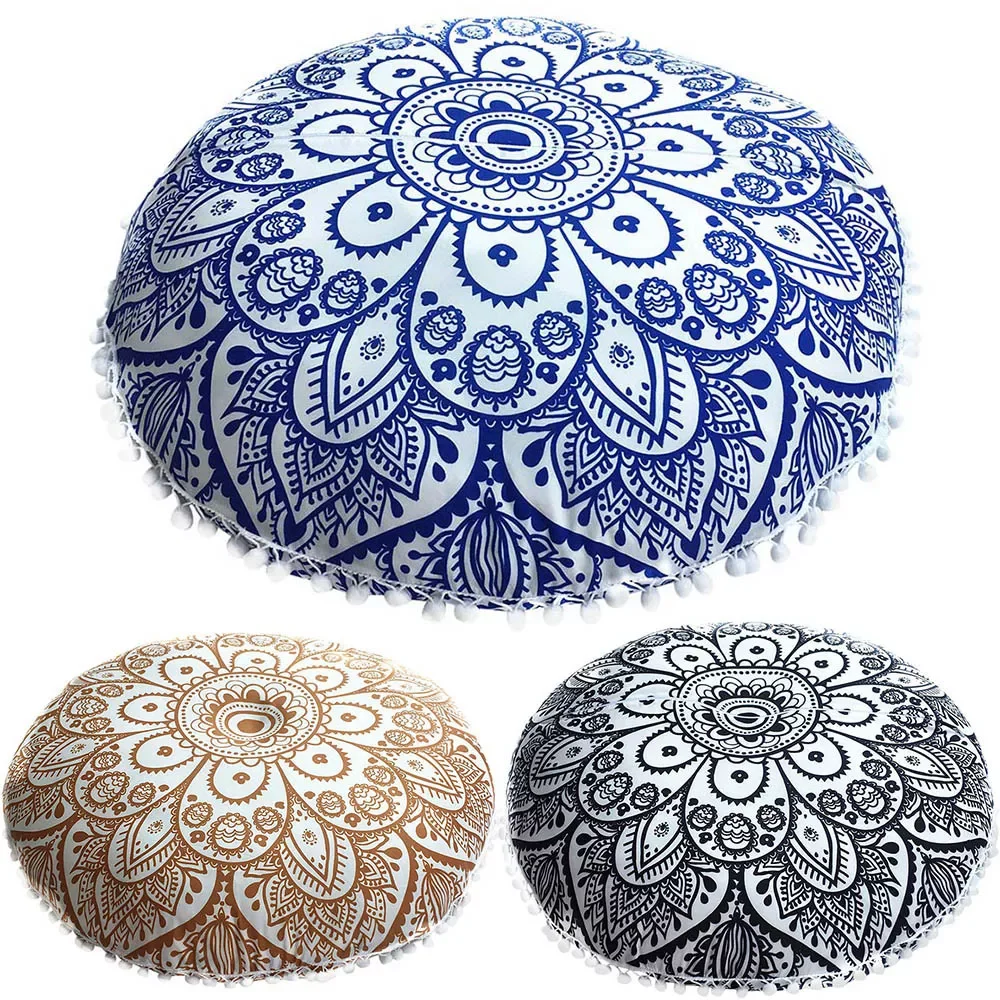 

Mandala Floor Pillows Case Kawaii Home Decor Round Bohemian Cushion Pillow Cover Room Decoration Accessories Cushion Case