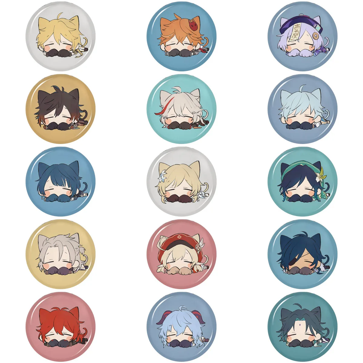 

Cute Genshin Impact Badges Anime Fans Collections for Clothes Diluc Zhongli Xiao Tartaglia Kazuha Ganyu Qiqi Klee Brooches Pin