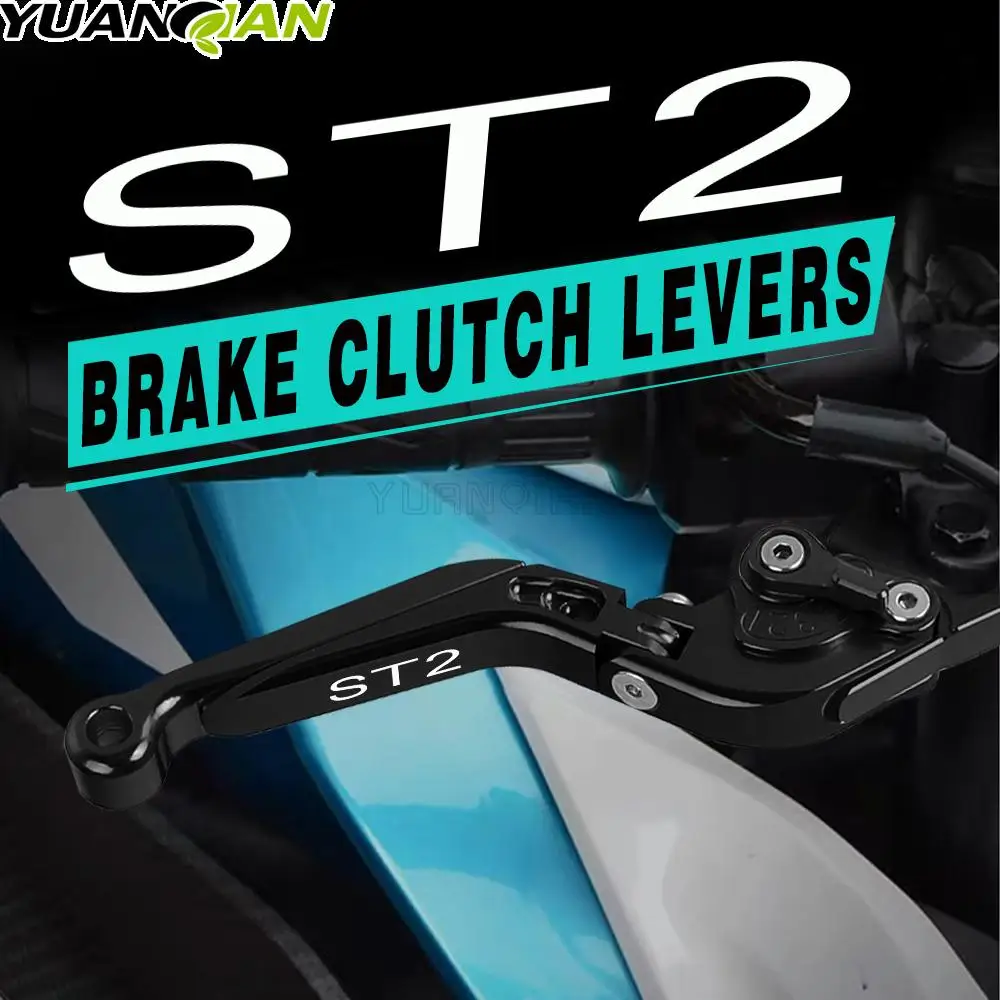 

ST2 LOGO Motorcycle Accessories Aluminum Extendable Adjustable Brake Clutch Levers For DUCADI ST2 1998 1999 2000 2001 2002 2003