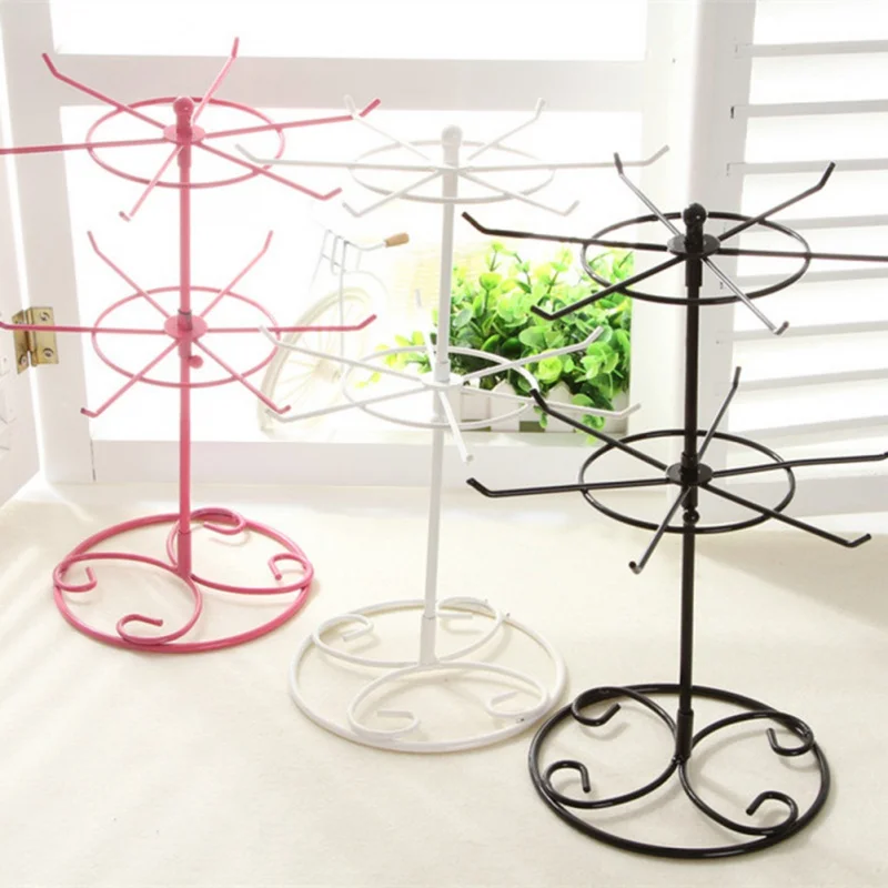 2-Tier Rotary Jewelry Stand Rack Earrings Necklace Ring Display Organizer Holder