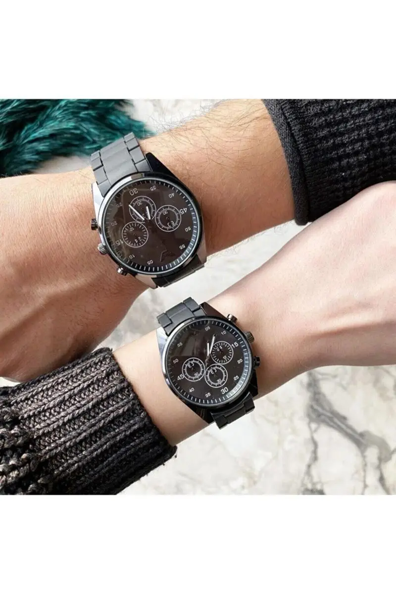 

Dear watches steel case black color double wrist watches