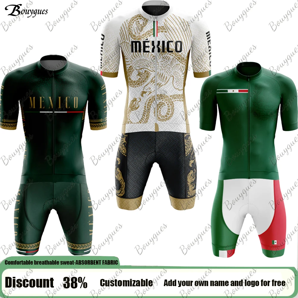2023 NEW Mexico Short Sleeve Cycling Jersey Set Bib shorts Ropa Ciclismo Bicycle Clothing MTB Bike Jersey Uniform Men Clothes