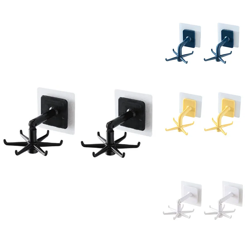 

2PCS 360 Degrees Rotating Hook Kitchen Storage Bathroom Organizar Storage Rack Holder Wall Mounted Hanging Hooks