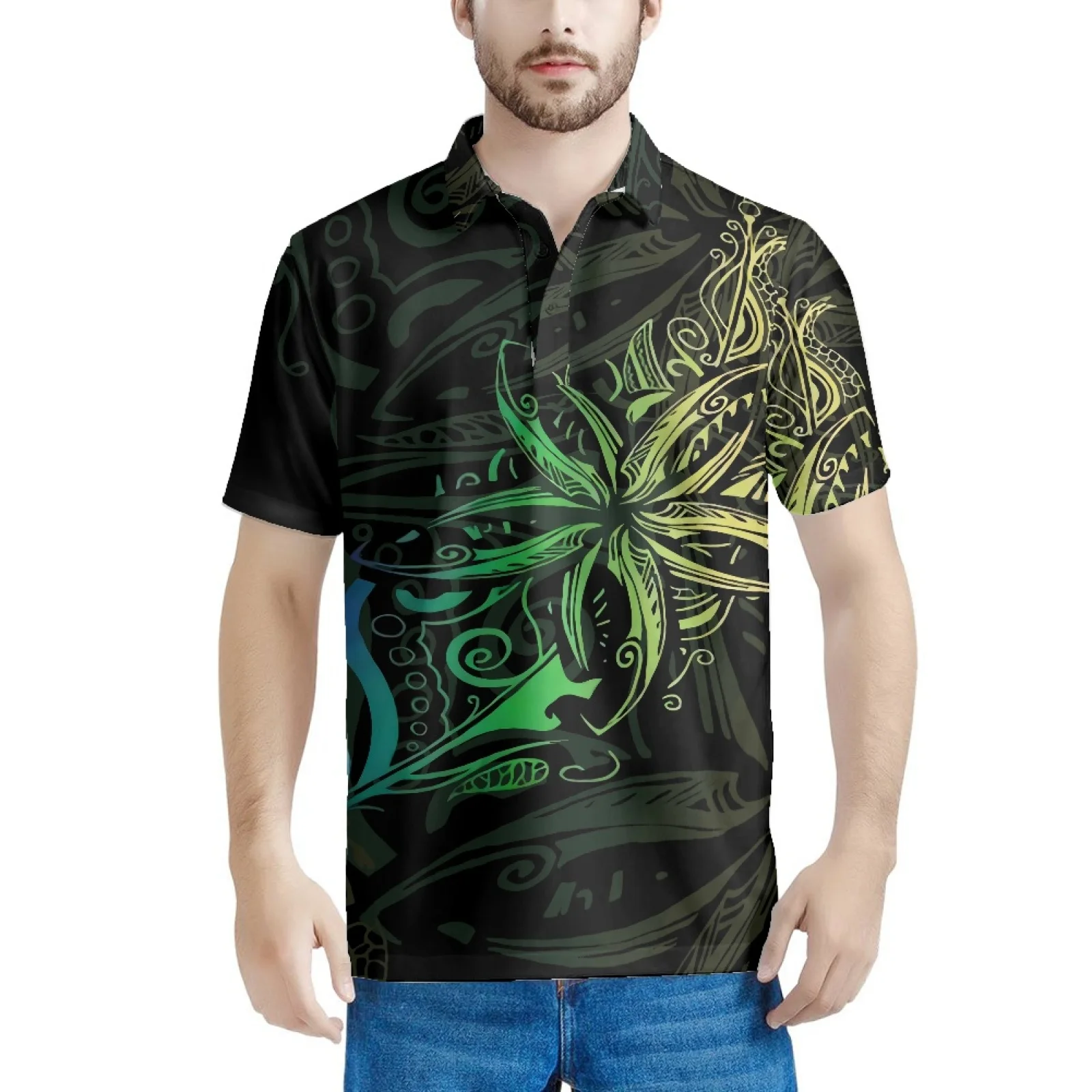 

Polynesian Tribal Tongan Totem Tattoo Tonga Prints Luxury Men's Polo Shirt Lapel Summer T-Shirt Fashion Casual Versatile Holiday