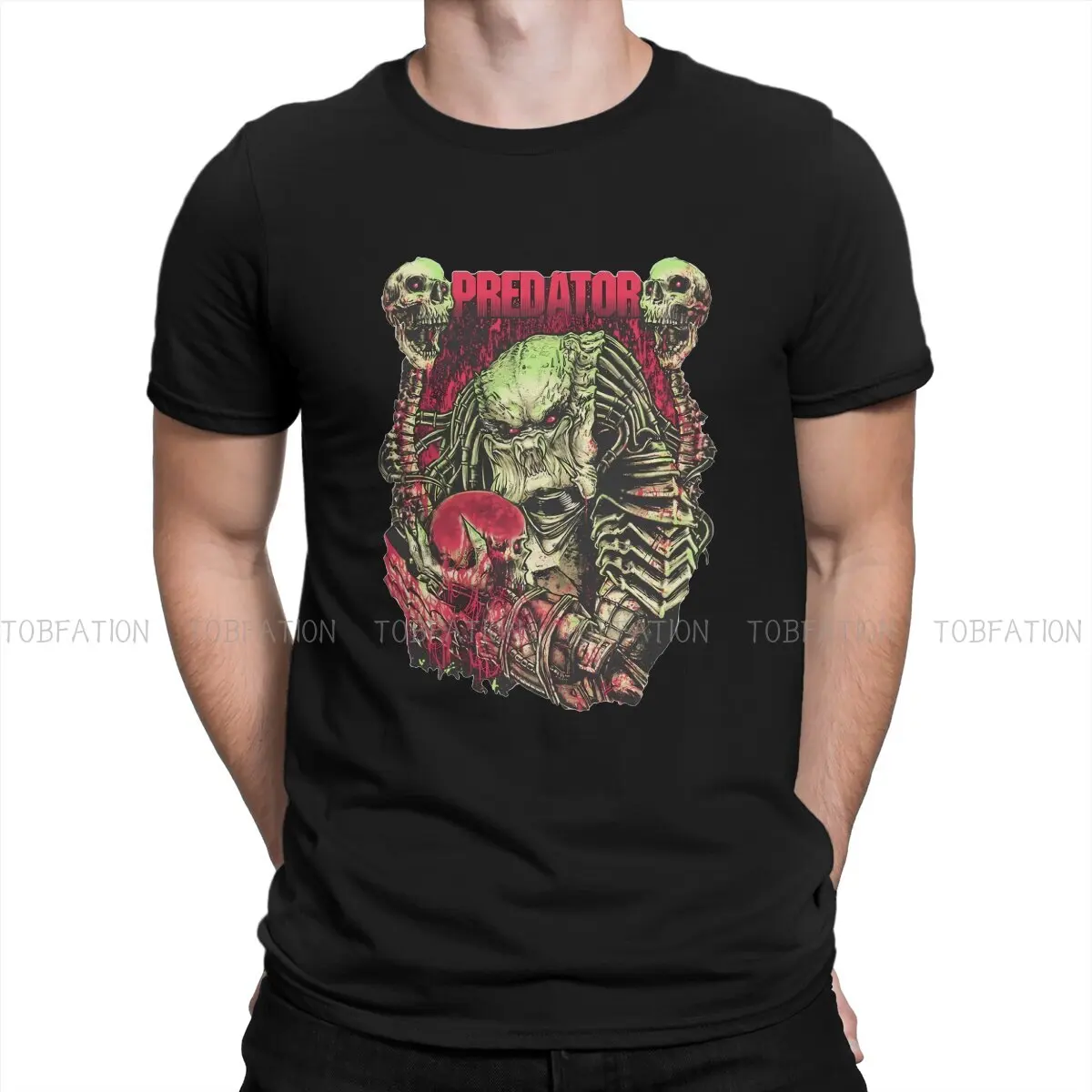 

Художественные хипстерские футболки, мужская стильная футболка из чистого хлопка с рисунком хищника и фильма ужасов, уличная одежда большого размера с круглым вырезом