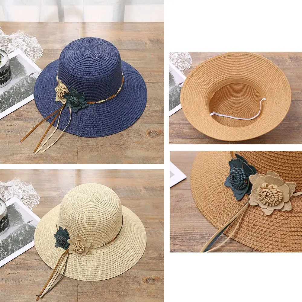 

Летняя Пляжная соломенная шляпа с маленькими полями и защитой от УФ-лучей, Солнцезащитная шляпа с цветами, шляпа от солнца, шляпа в стиле Панамы