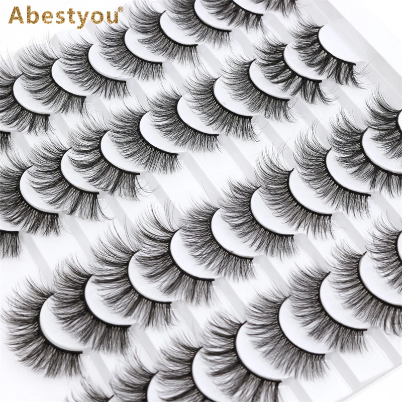 

Abestyou Mix Pack 20pairs 3D Fluffy Wispy Thick Natural 15-20mm Soft False Mink Strip Volume Eyelashes Wholesale Sztuczne Rzęsy