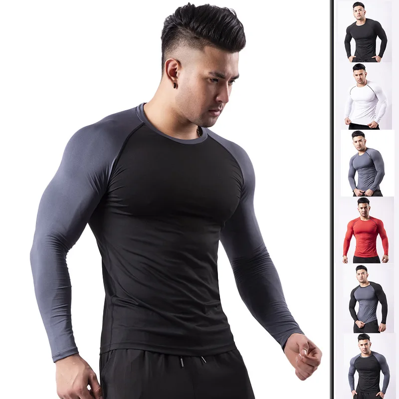 

Fitness Suit Men's Long-sleeved Tight-fitting Quick-drying T-shirt Sweating Basketball Running Sports Shirt Muscle Brothers