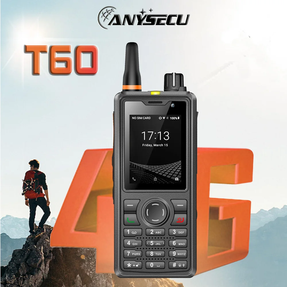 ANYSECU T60 4G Сетевое радио Wi-Fi GPS LTE WCDMA GSM POC Радио F41 Разблокировано Совместимо с Zello