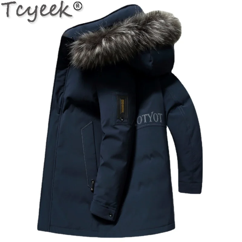 

Tcyeek Men's Winter Coat Thicken Warm Down Jacket Men Clothing Raccoon Fur Collar Mid-length Parka Male Puffer Jacket Masculina
