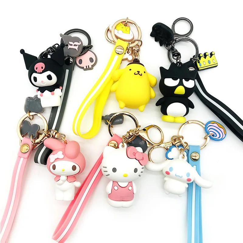 

Kawaii Cartoon Sanrio Hellokitty Kuromi Cinnamoroll Girl Heart Cute Keychain Preppy Couple Style Girl Bag Pendant Toy Gift