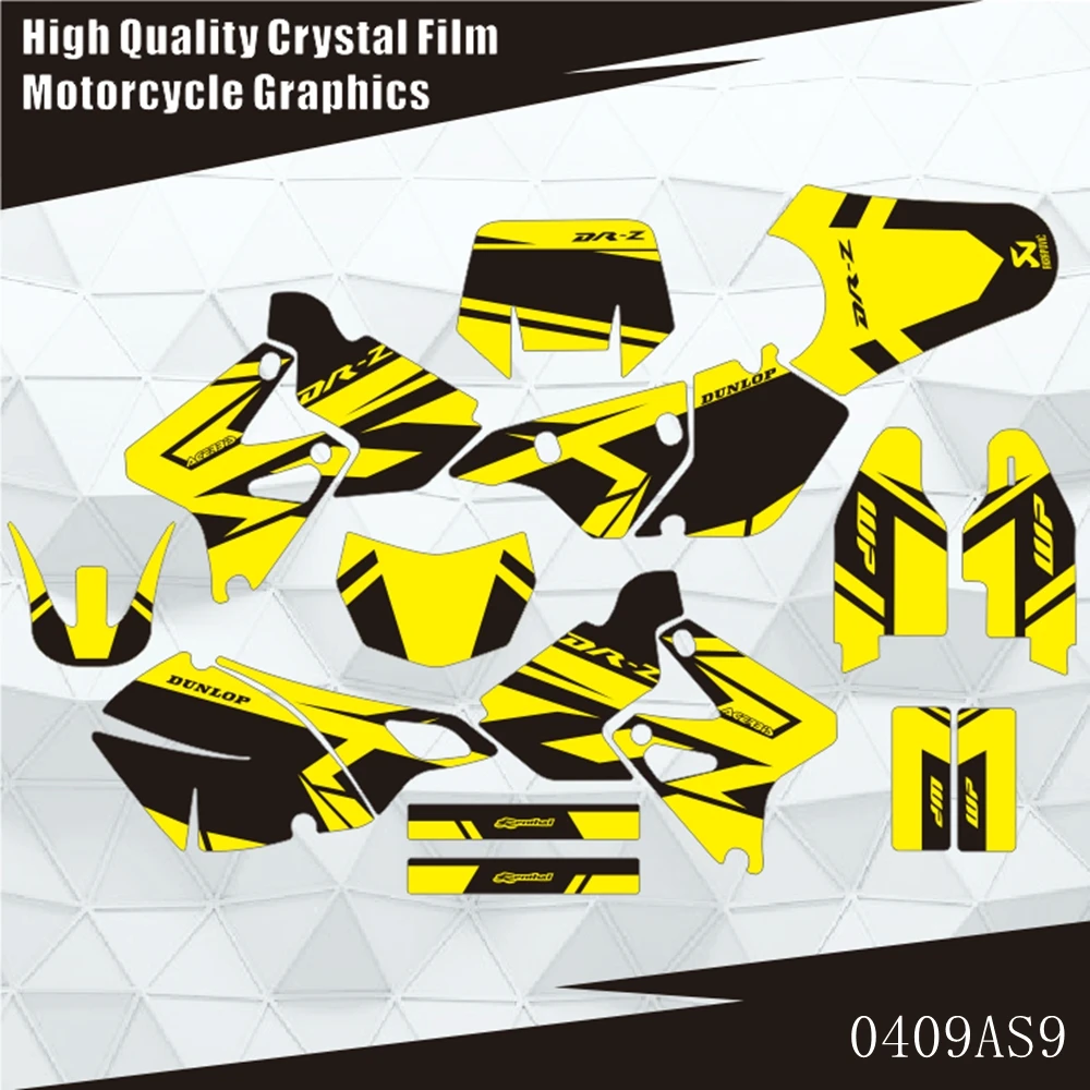 

For SUZUKI DRZ400 SM S E DRZ 400 SM S E 2000-2020 Full Graphics Decals Stickers Motorcycle Background Custom Number Name