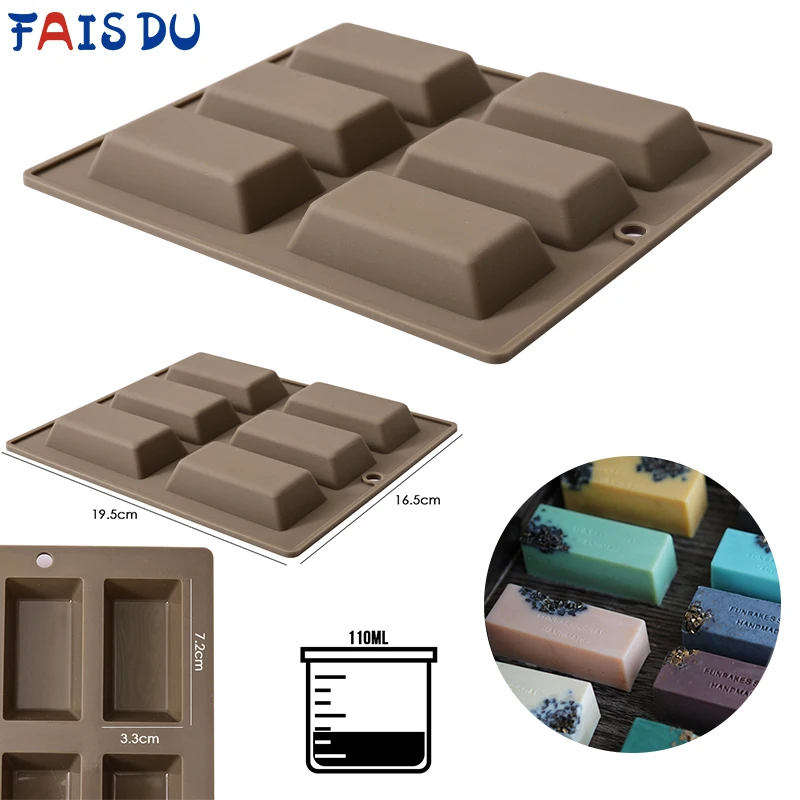 

FAIS DU Silicone Soap Mould 6 Cavity Bake Tray Mold Bakeware Chocolate Molds 3D Handmade Soap Resin Mold Cake Decoration Tools