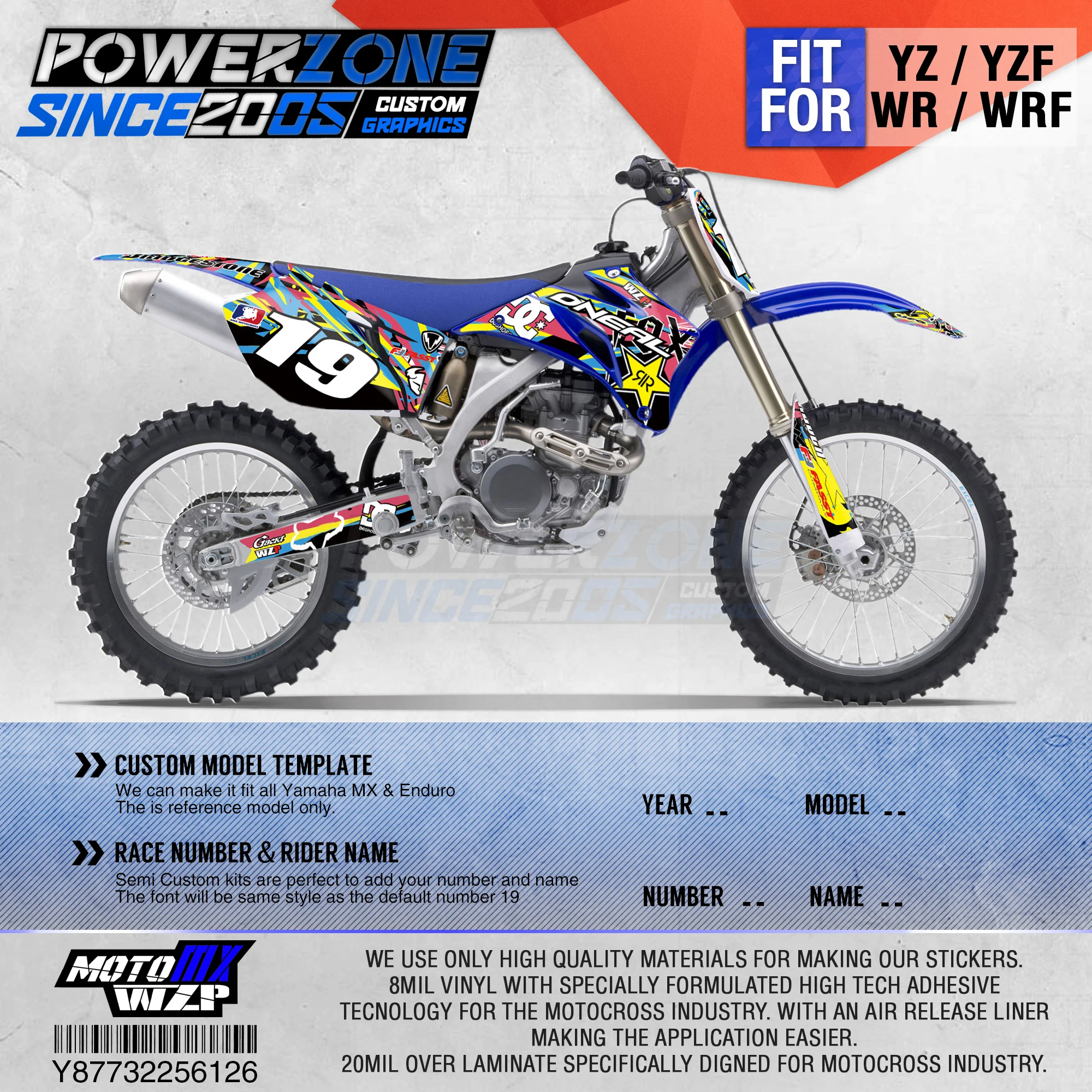 

PowerZone Customized Team Graphics Backgrounds Decals 3M Custom Stickers For YAMAHA YZF250 450 06-09 WR250F/450F 07-13 07-11 126