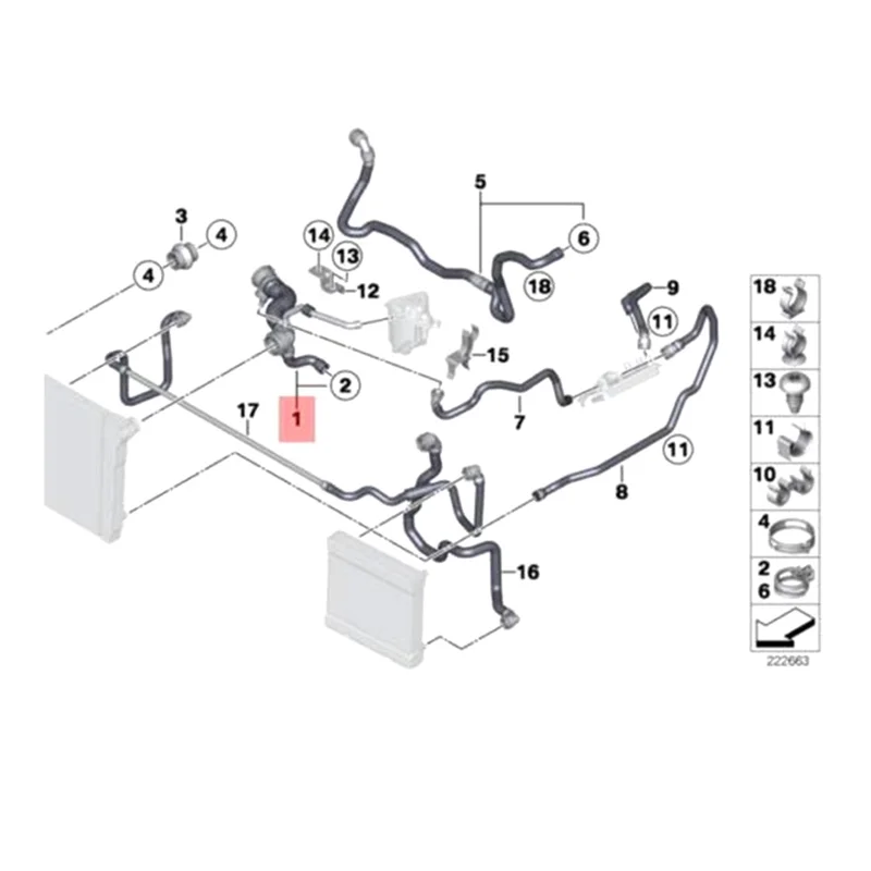 17127580955 Верхний боковой шланг радиатора для BMW 740I F01 740Li F02 2011-2012 L6 3.0L