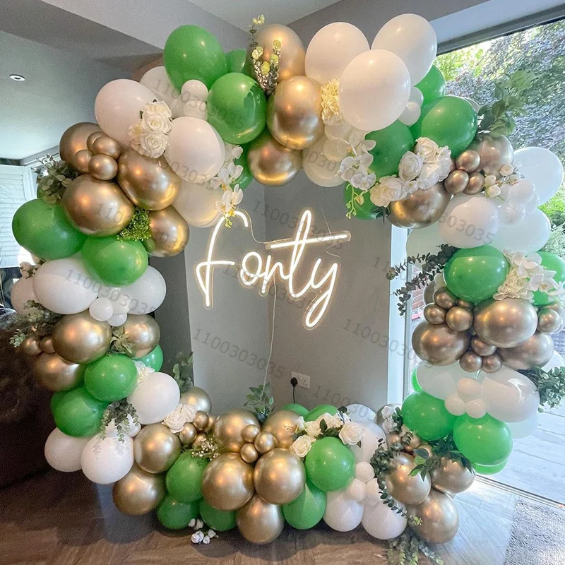 

150pcs Green Wedding Birthday Balloons Party Background Baby Shower Gold Anniversary Holidays Balloon Arch Garland Decoration