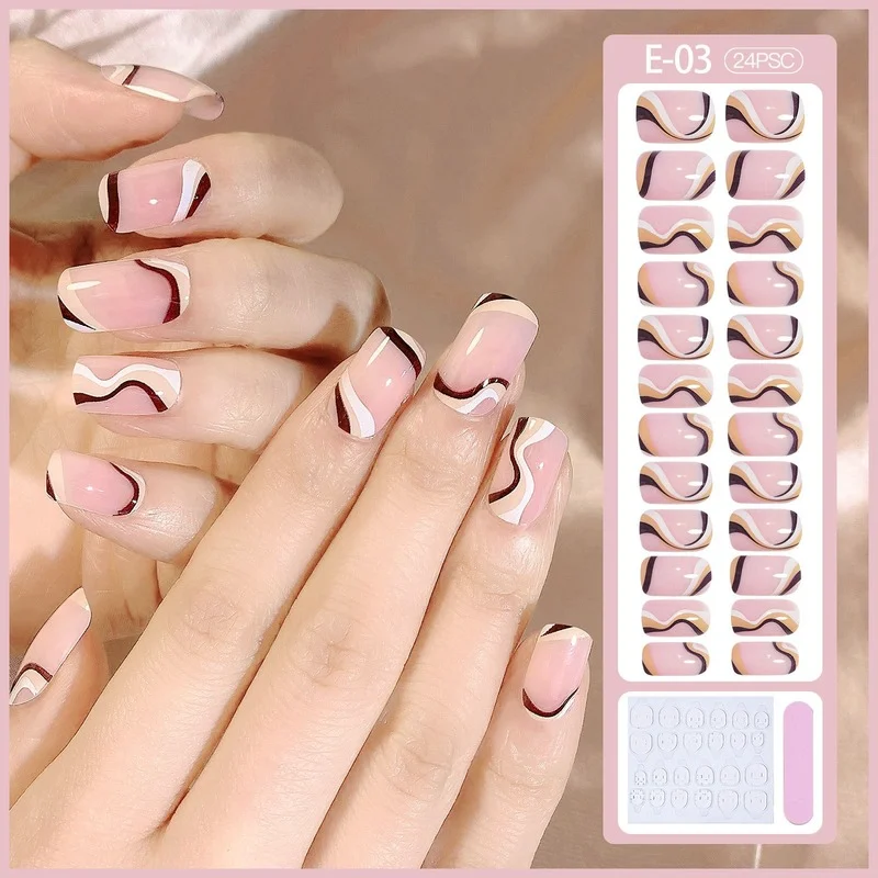 

24pcs/box Nail Art Wear Fake Nails Finished Heart-shaped Pink Fashion Press Fake Nail Stickers Full Coverage Faux Square Kiss