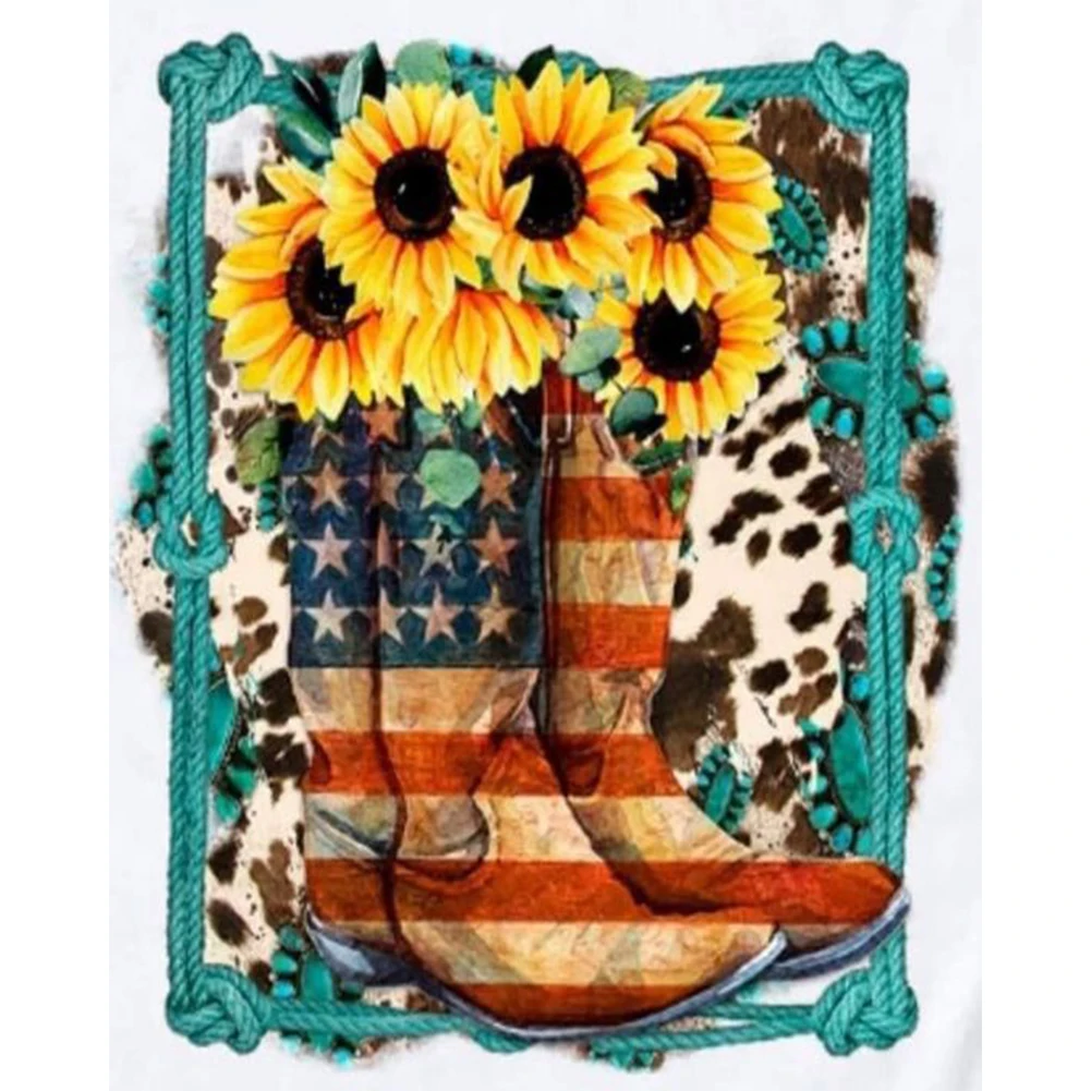 

5D DIY Diamond Painting sunflower shoes Round Drill Diamond Mosaic Flower Picture of Rhinestones Home Decoration (B3436)