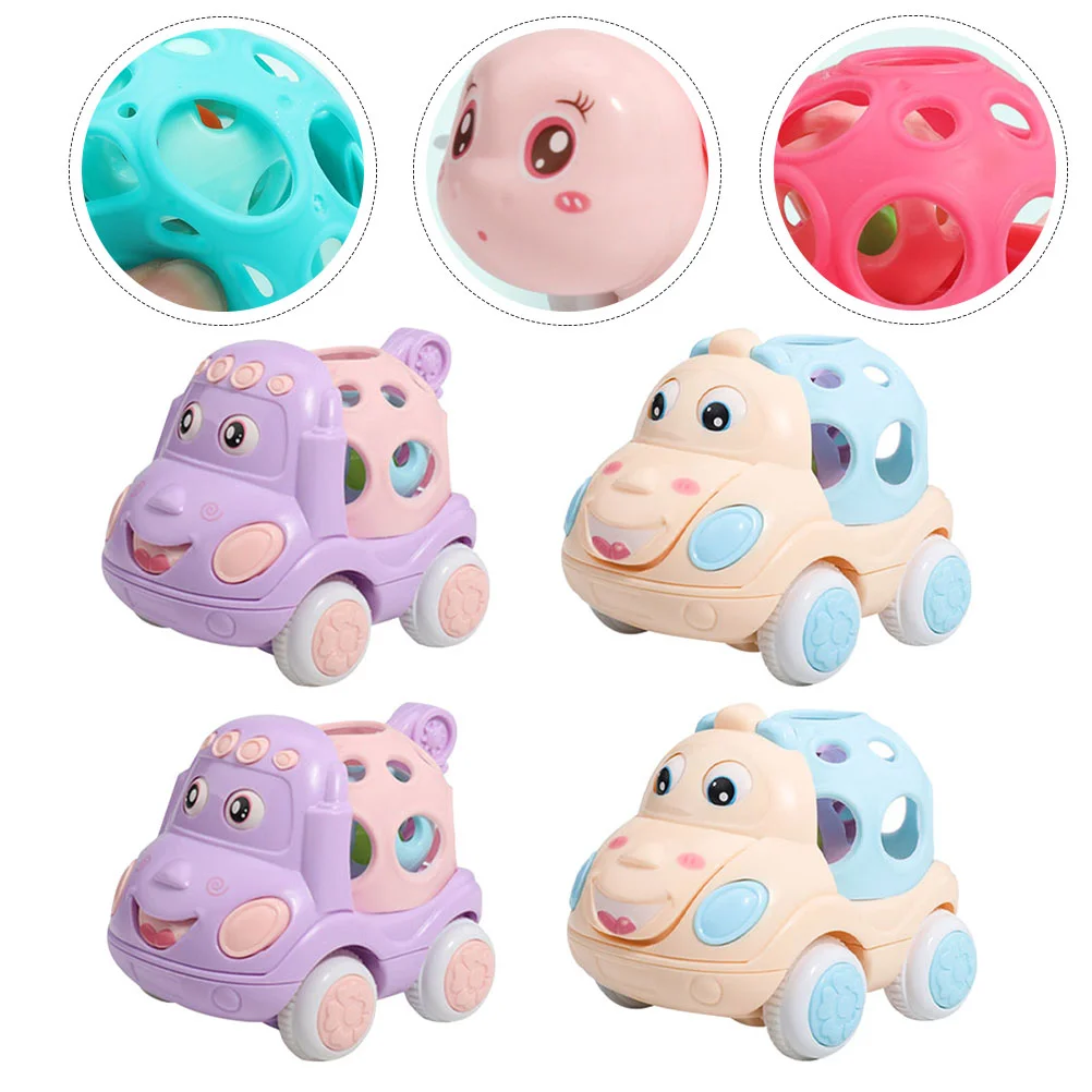 

4pcs Adorable Back Car Toys With Hand Bell Adorable Inertia Car Playthings