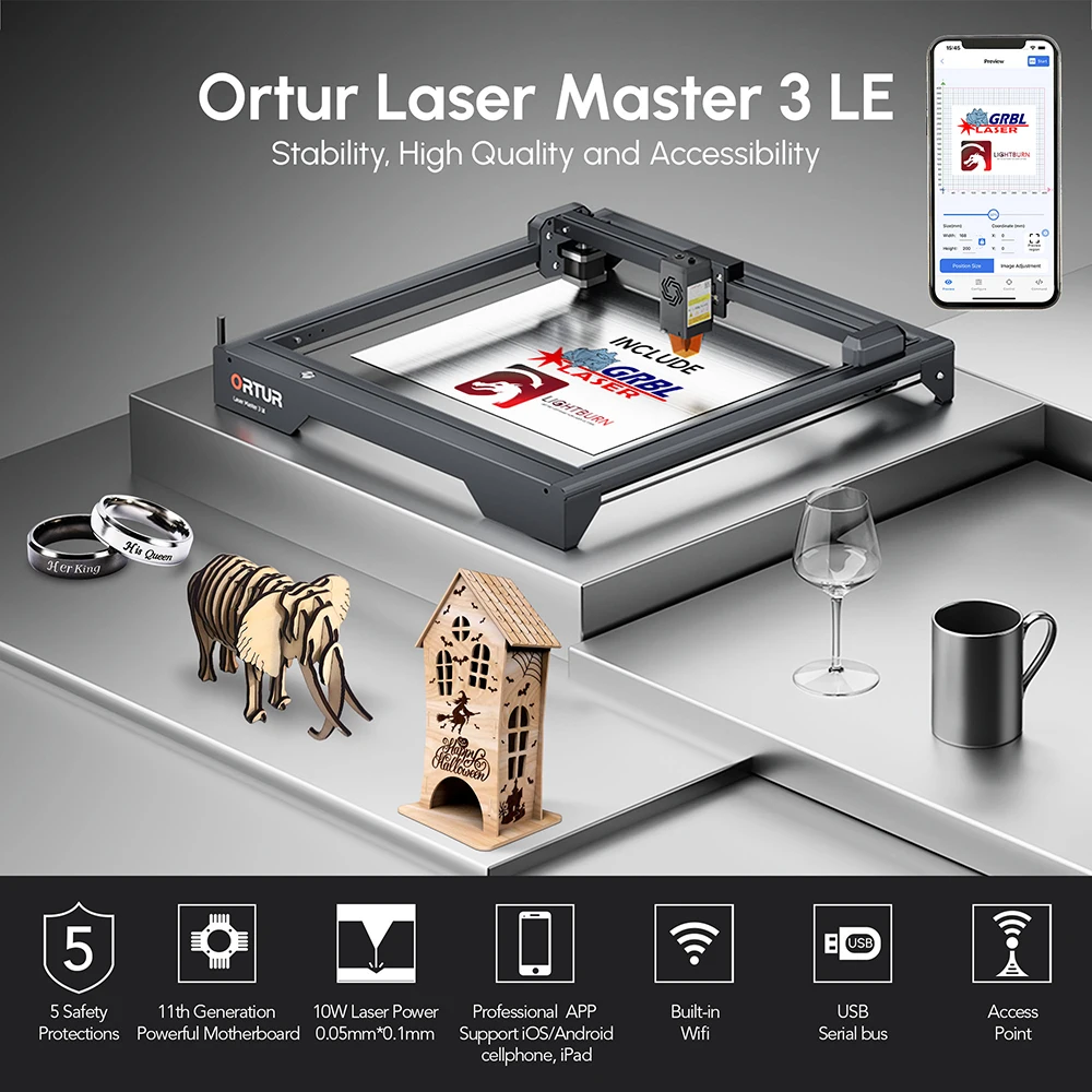 

ORTUR OLM3 LE 10w Laser Engraver Cutter Woodwork Tools 15000mm/Min CNC Desktop Wifi/APP Wood Printing Engraving Cutting Machine