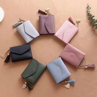 fashion womens wallet cute student tassel pendant wallet trend small pu wallet 2022 new coin purse ladies card holder women