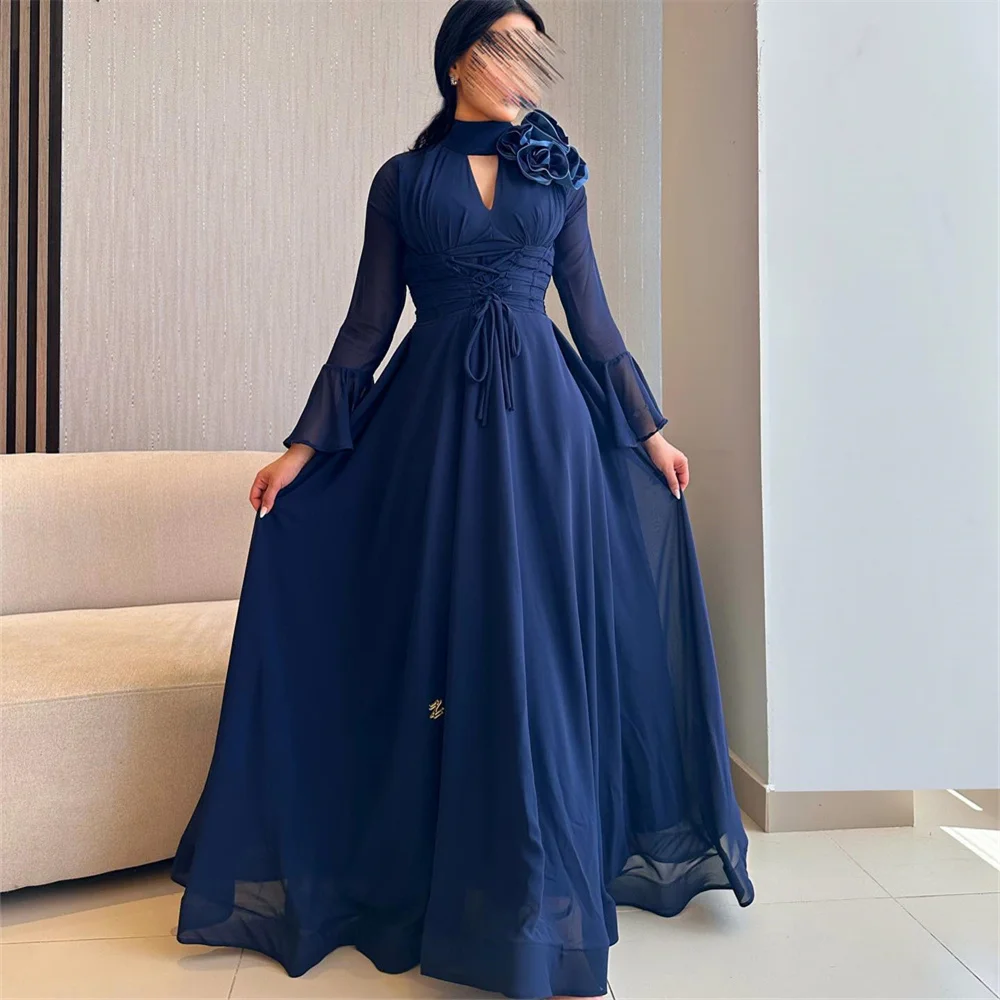 

MOLISA Luxury V Neck Flowers Bow Mermaid Long Evening Dress For Woman Floor Length Formal Elegant Prom Gown New 2023