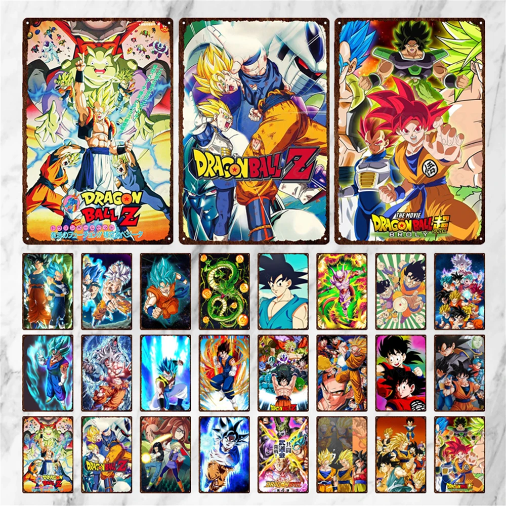 

Dragon Ball Metal Tin Signs Vintage Japanese Anime Character Goku Tin Plates Retro Wall Art Metal Plaques for Home Decoration
