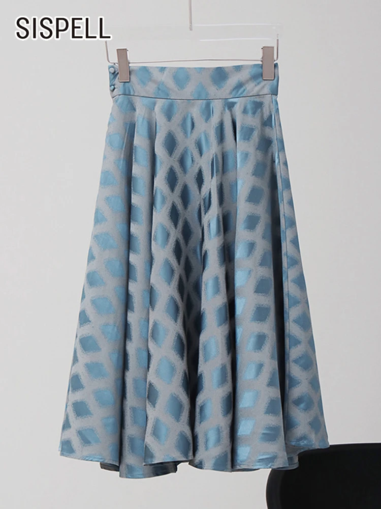 

SISPELL Fashion Casual Print Skirt For Women High Waist A Line Colorblock Loose Midi Skirts Female Summer Clothes 2022 Style New
