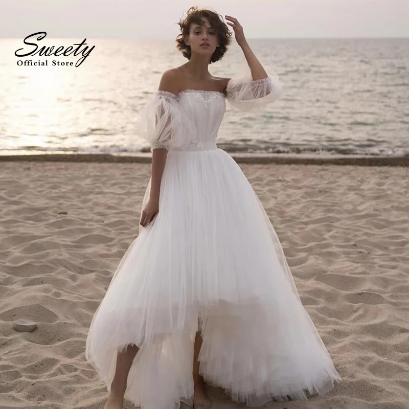 

Simple Wedding Dress Chiffon A-line Floor Length V-neck Bride Dress Appliques Sleeveless Slit A Line Button Robes De Mariée
