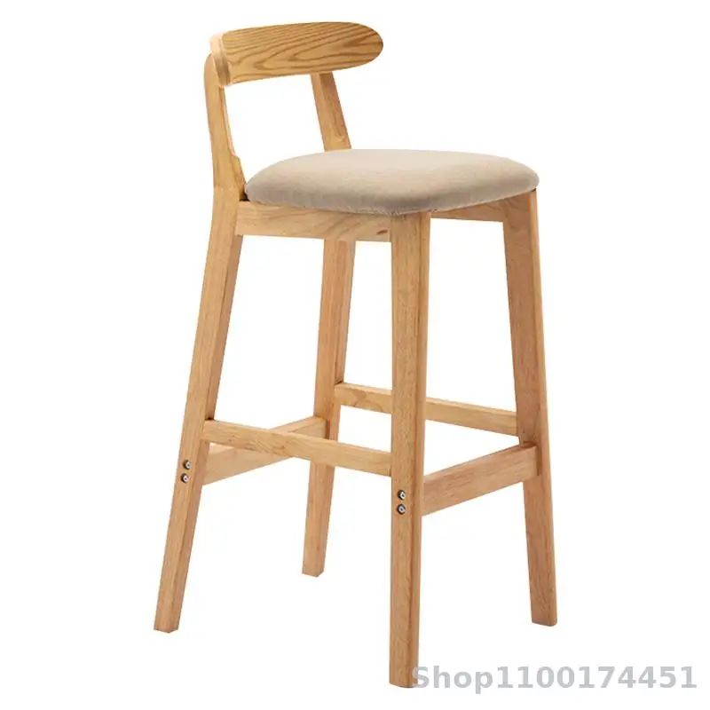 Табурет из массива дерева с высокой спинкой для дома, скандинавский стиль для молочно-чайного магазина, современная мода.