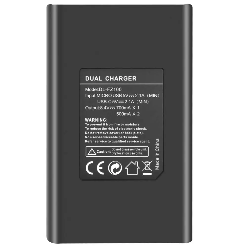 Зарядное устройство NP-FZ100 с двумя USB для аккумуляторов для Sony Alpha A9 ILCE-9 7C A9R A9S A7 III ILCE-7M3 A7R A7R3 A6600 A7C и т. д.