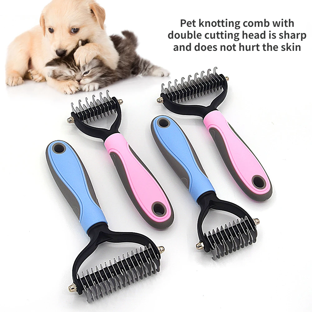 

Pet Dog Knotting Comb Hair Grooming Hair Removal Tool Trimmer Pet Fur Trimming Hair Removal Comb Double Knife Head Pet Supplies