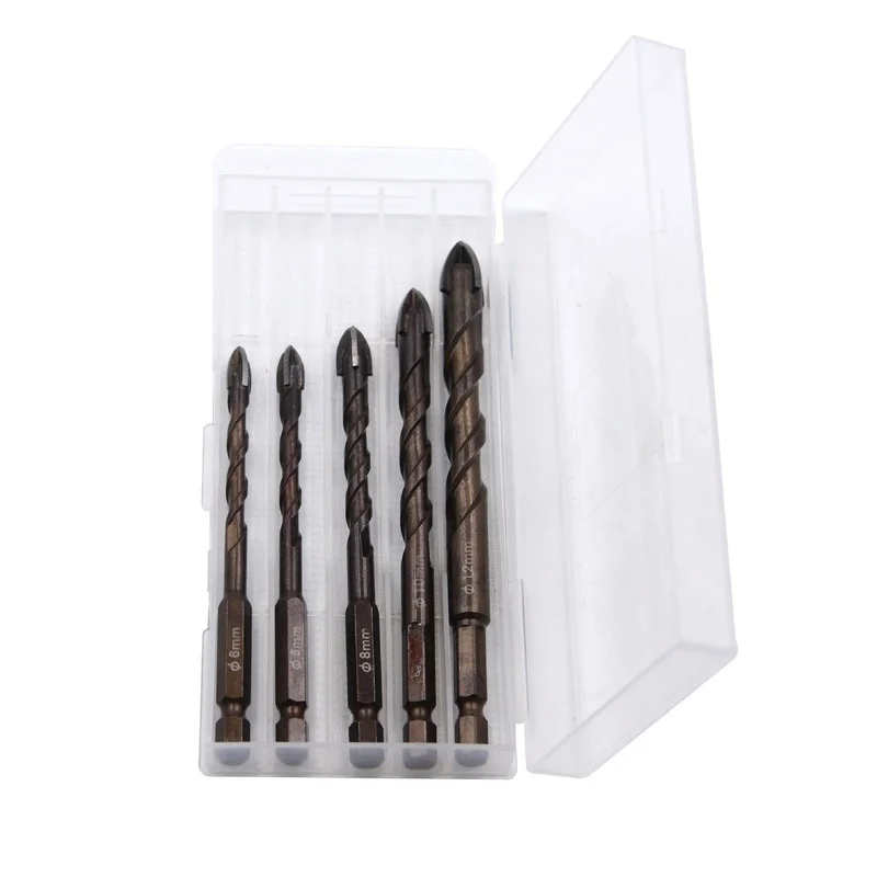 

1pc 3-12mm Cross Hex Tile Drill Bits Set for Glass Ceramic Concrete Hole Opener Brick Hard Alloy Triangle Bit Tool Kit