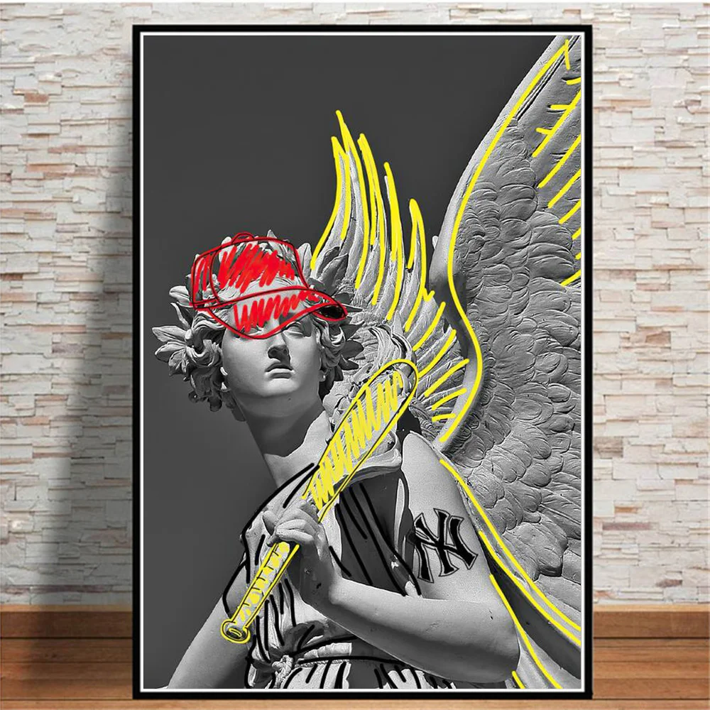 

Modern Funny Cartoon Graffiti Statue Poster Art Prints Painting On Canvas Wall Decor Abstract Sculpture Pictures For Living Room