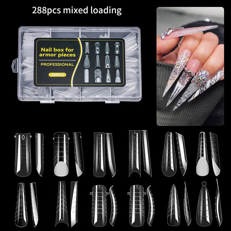 288 шт. моделей ногтей смешанных с 12 типами держателей без бумаги расширенными