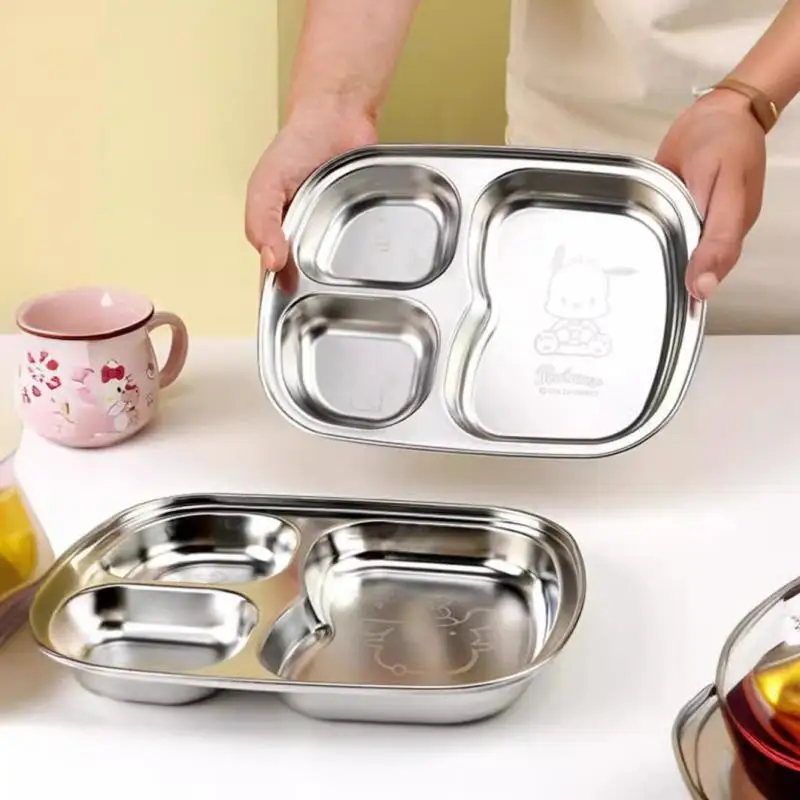 Лидер продаж стальная обеденная тарелка Sanrio Hellokitty Sus304 мультяшная для фаст-фуда