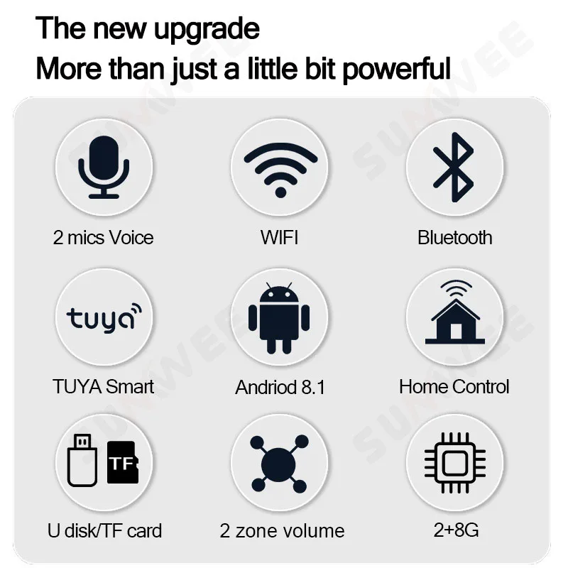 7-дюймовый сенсорный экран для дома Bluetooth аудио в настенном усилителя Android TUYA