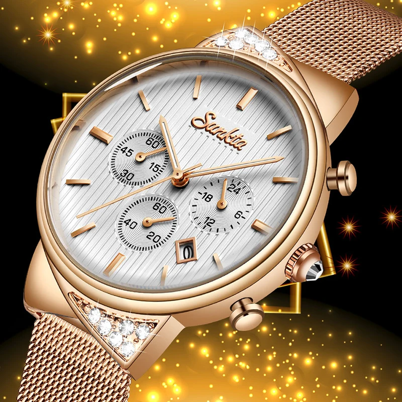 

SMVPreloj mujer SUNKTA Luxury Women Watches Magnetic Female Clock Quartz Wristwatch Fashion Ladies Watch Women relogio feminino