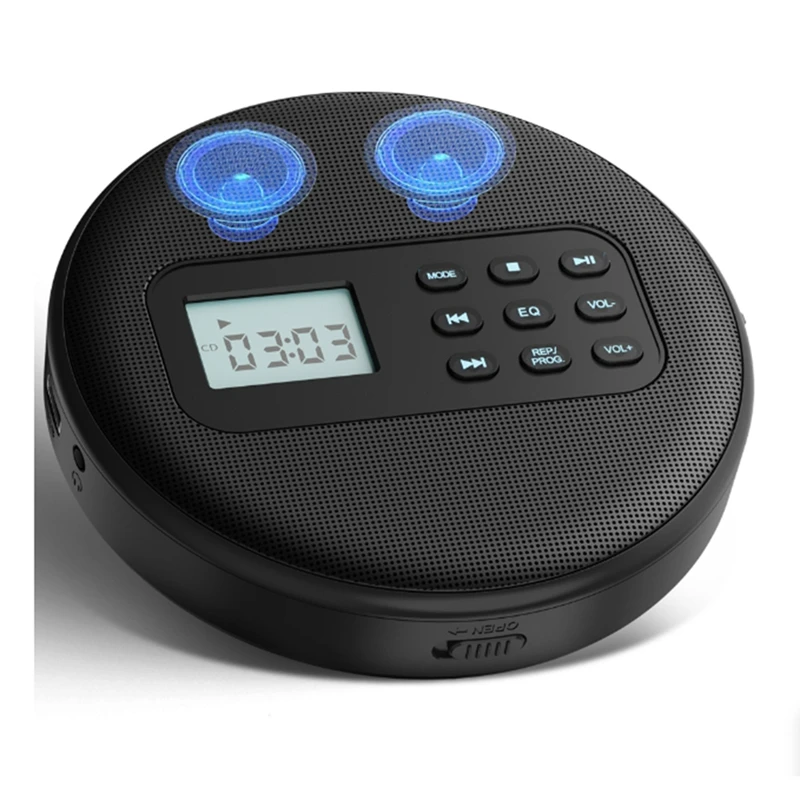 CD Player With Speakers:Rechargeable Walkman Discman Headphones Plays Recorded MP3/CD/USB