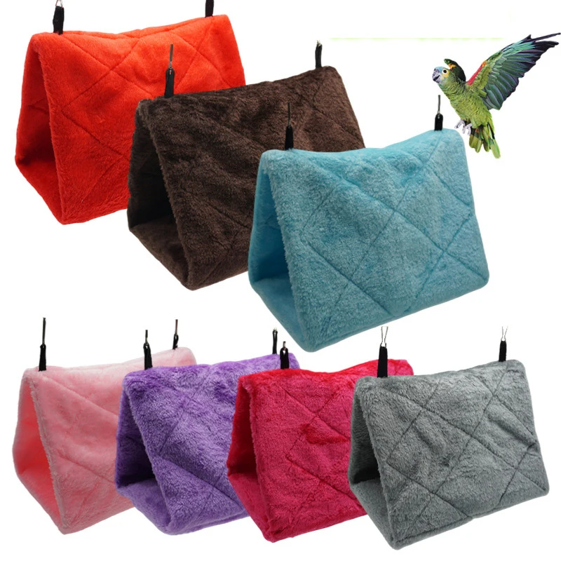 

Bird Triangle Nest Snuggle Hut Parrot Habitat Cave Hanging Tent Hammock Bird Sleeping Bed 3 Sizes Triangle Can Be Hung Plush