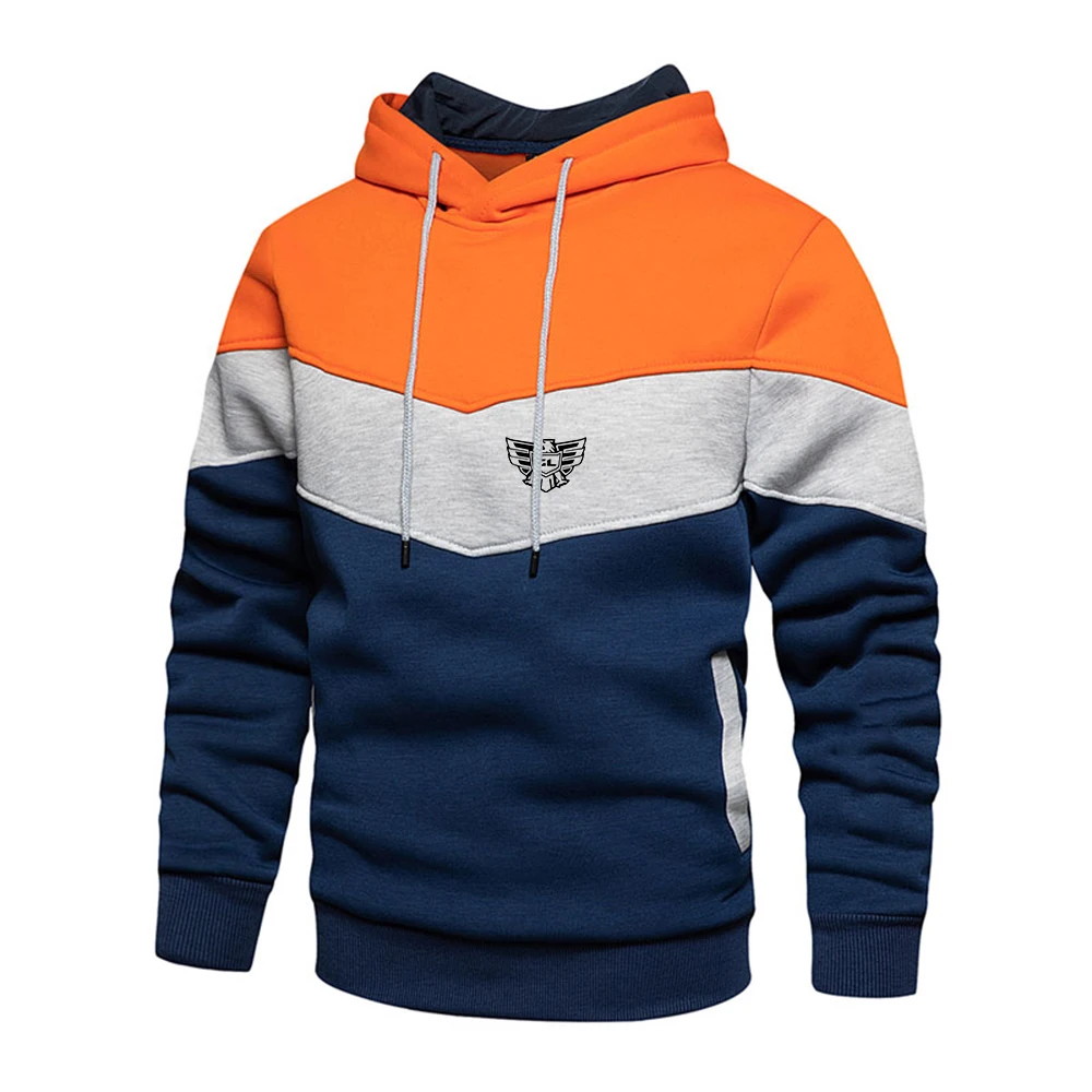 

2023 Men New Goldwing GL1500 Spring and Autumn Comfortable Hoodie Casual Three-Color Stitching Fleece Zipper Sweatshirt