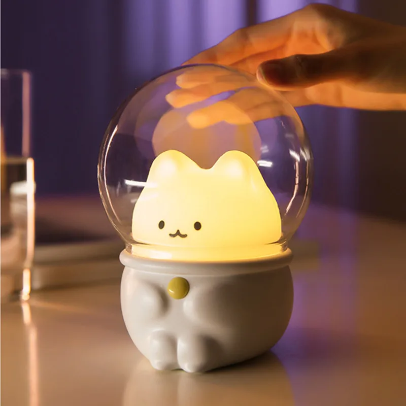 

Симпатичный ночник для домашних животных с USB-зарядкой, красочный детский светильник, s спальня, кошка, кролик, таймер, атмосферное украшение...