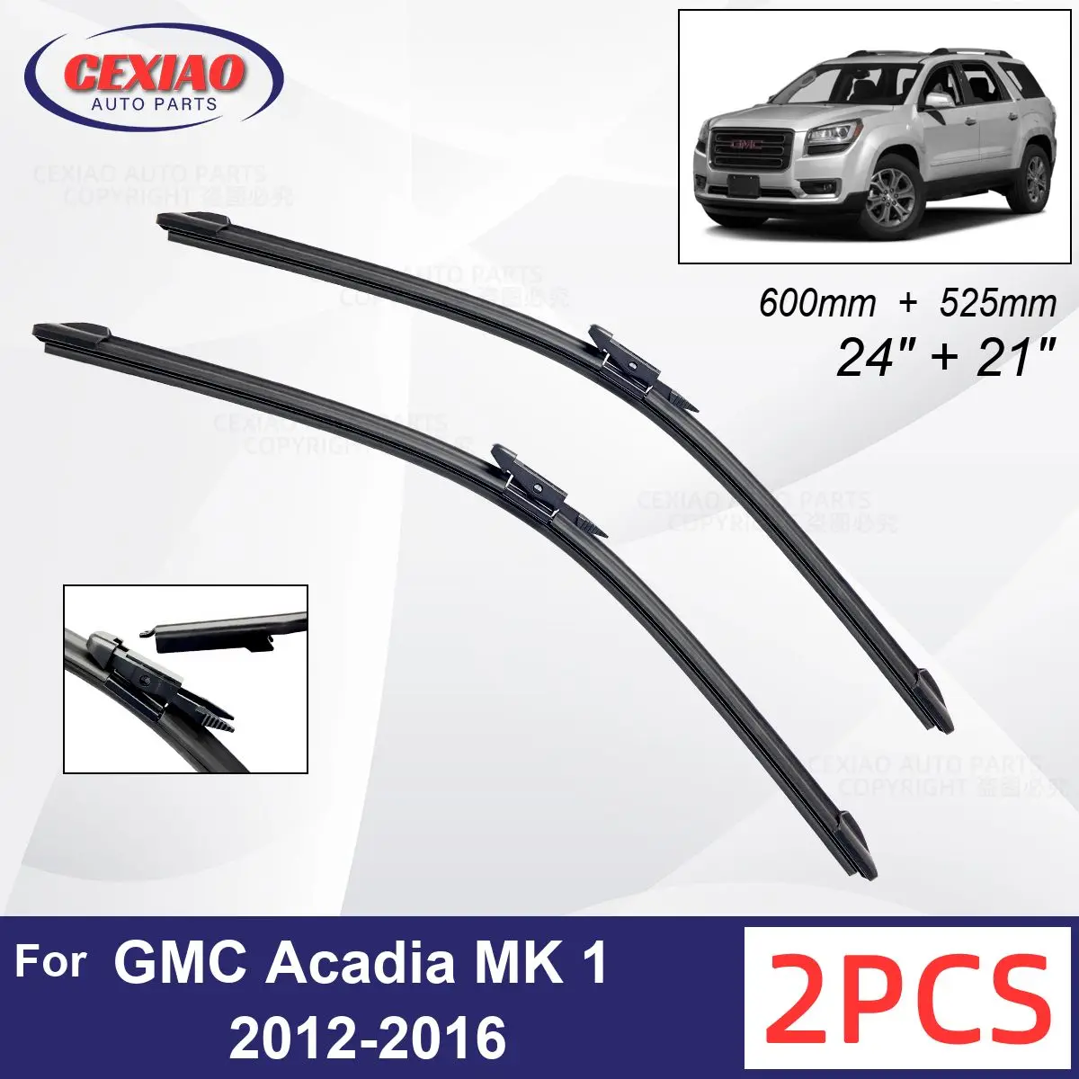 

Car Wiper For GMC Acadia MK 1 2012-2016 Front Wiper Blades Soft Rubber Windscreen Wipers Auto Windshield 24" 21" 600mm 525mm
