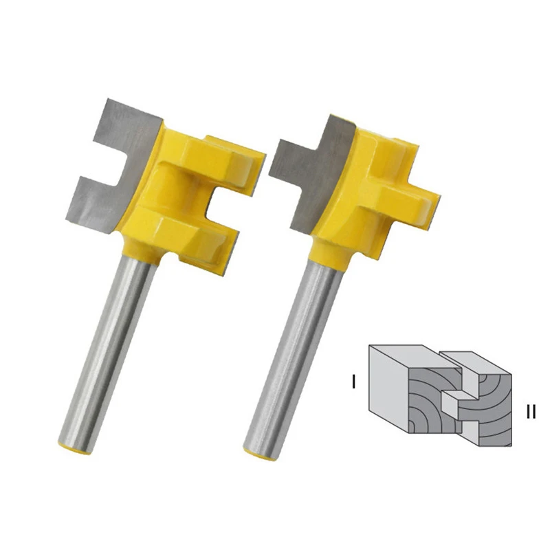 

2pcs 1/4 Shank T-Slot Milling Cutter Carving Knife Square Tooth Tenon Router Bits For Wood Power Tool Woodworking Accessories