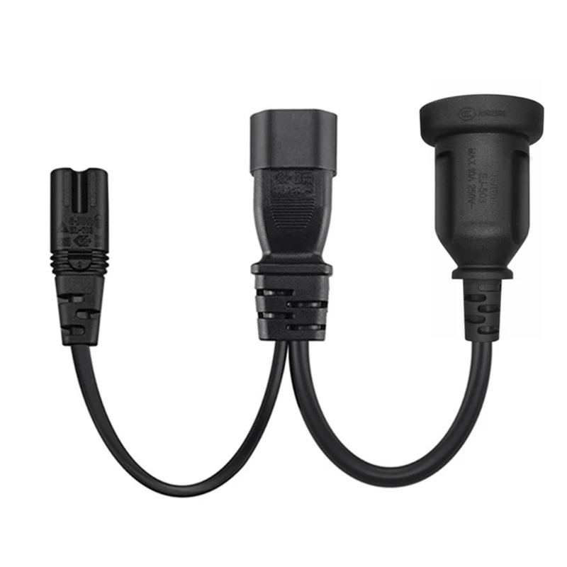 

1ft IEC C14 Male Plug to C7 + AU Female Socket Y Split Power Extension Cable 40JB
