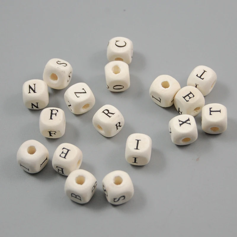 

100pcs/lot Mixed Wooden Letter Cube Loose Beads, Alphabet Cube for DIY Jewelry Making Bracelets Necklaces Keychains